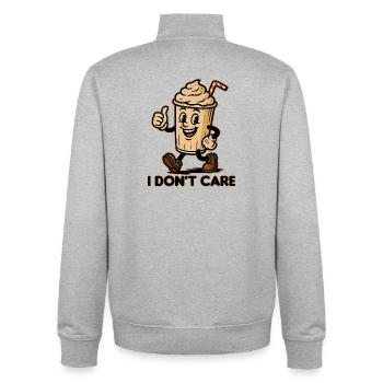 Humorvoller Kaffee-Becher mit Spruch - Unisex Organic Zip Sweatshirt von Stanley/Stella - Grau meliert - Hinten - AI Model Male 185 light (185cm)
