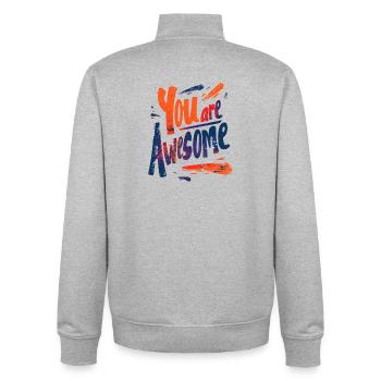 Tu es incroyable - Sweat zippé unisexe en coton bio Stanley/Stella - gris chiné - Dos - AI Model Male 185 light (185cm)