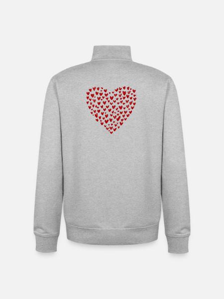 Heart Collection: Love in Red - Unisex Organic Zip Sweatshirt by Stanley/Stella - heather grey