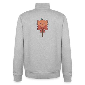 Kürbis-Lolli – Kawaii Halloween 🎃🍭 - Unisex Organic Zip Sweatshirt von Stanley/Stella - Grau meliert - Hinten - AI Model Male 185 light (185cm)