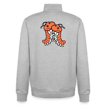 2 caterpillars cute two friends dear couple in love - Unisex Organic Zip Sweatshirt by Stanley/Stella - heather grey - Back - AI Model Male 185 light (185cm)