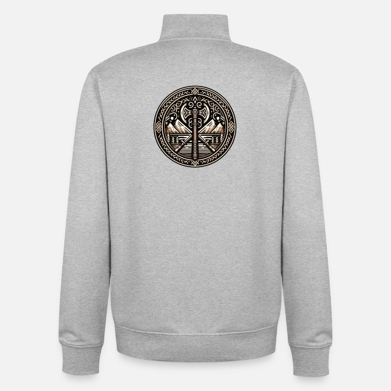 Wilson Vikings Shield Design - Sweat zippé unisexe en coton bio Stanley/Stella - gris chiné