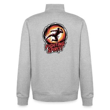 Dynamic Martial Arts Combat Illustration - Unisex Organic Zip Sweatshirt by Stanley/Stella - heather grey - Back - AI Model Male 185 light (185cm)