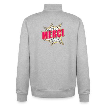 DANKE POP-ART - Unisex Organic Zip Sweatshirt von Stanley/Stella - Grau meliert - Hinten - AI Model Male 185 light (185cm)