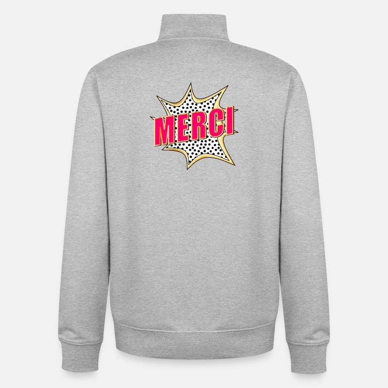 MERCI POP-ART - Sweat zippé unisexe en coton bio Stanley/Stella - gris chiné