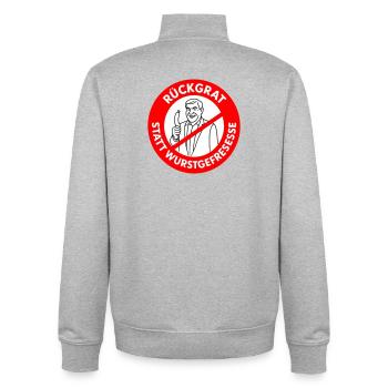 Colonne vertébrale au lieu de manger des saucisses ! COULEURS de bande dessinée - Sweat zippé unisexe en coton bio Stanley/Stella - gris chiné - Dos - AI Model Male 185 light (185cm)