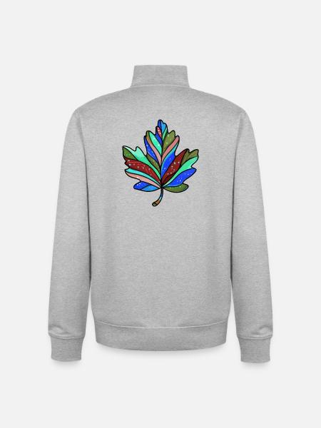 Blatt Herbst Bunt Ahorn - Unisex Organic Zip Sweatshirt von Stanley/Stella - Grau meliert