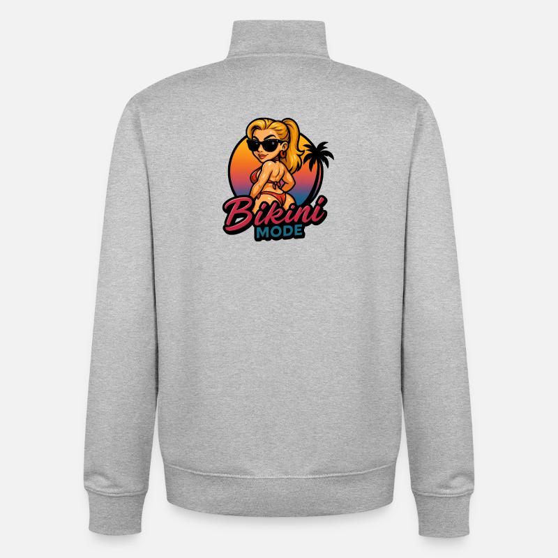 Bikini Mode - Sweat zippé unisexe en coton bio Stanley/Stella - gris chiné