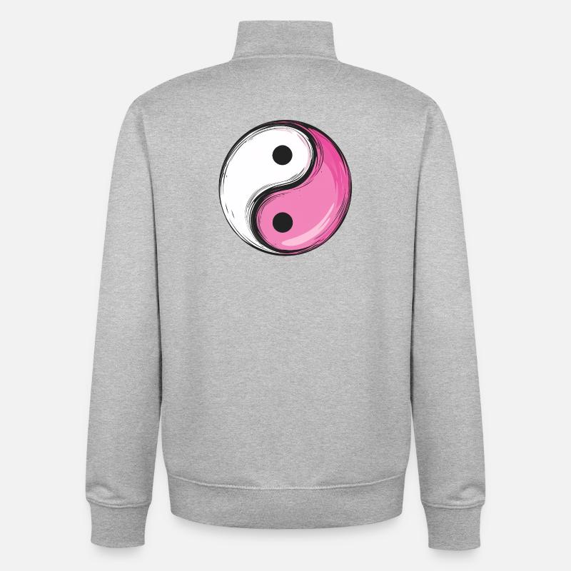Version rose Yin et Yang :) - Sweat zippé unisexe en coton bio Stanley/Stella - gris chiné