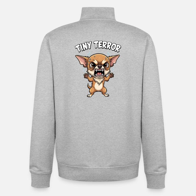 Tiny Terror – Chihuahua Design - Unisex Organic Zip Sweatshirt von Stanley/Stella - Grau meliert