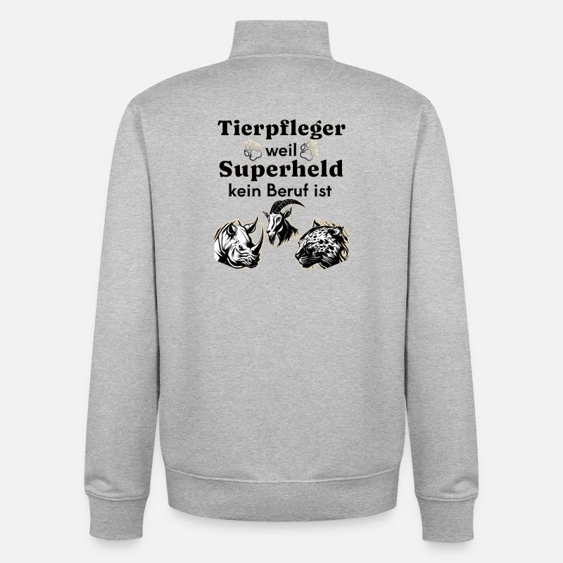 Tierpfleger weil Superheld kein Beruf ist - Unisex Organic Zip Sweatshirt von Stanley/Stella - Grau meliert
