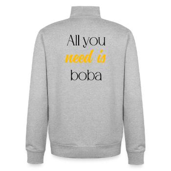 Citation inspirante Typographie Design - Sweat zippé unisexe en coton bio Stanley/Stella - gris chiné - Dos - AI Model Male 185 light (185cm)