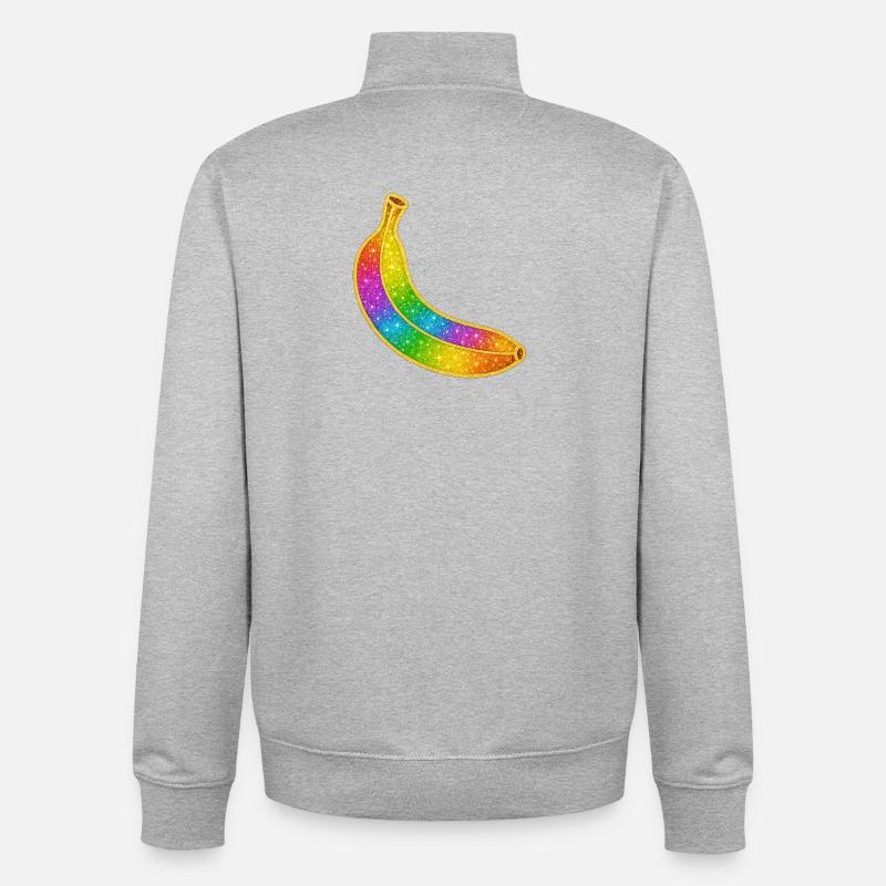 Regenbogen Glitzer-Banane - Unisex Organic Zip Sweatshirt von Stanley/Stella - Grau meliert