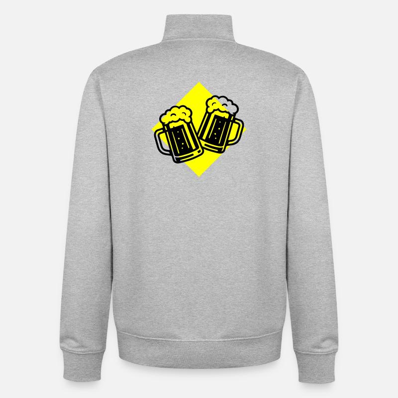 Bier Anstoßen Bierkrug - Unisex Organic Zip Sweatshirt von Stanley/Stella - Grau meliert