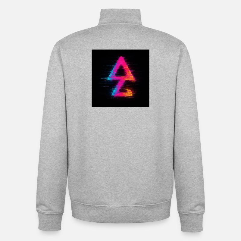 Néon Glitch Triangle Aura - Sweat zippé unisexe en coton bio Stanley/Stella - gris chiné