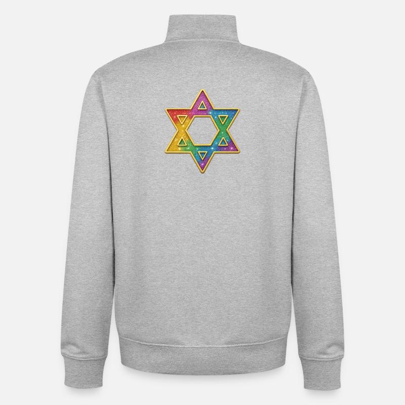 Regenbogen Stern Dekor - Unisex Organic Zip Sweatshirt von Stanley/Stella - Grau meliert
