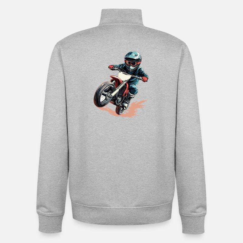 Dynamischer Motorradfahrer im Actionstil - Unisex Organic Zip Sweatshirt von Stanley/Stella - Grau meliert