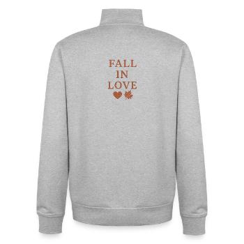 Autumn Love Lettering with Maple Leaf - Unisex Organic Zip Sweatshirt by Stanley/Stella - heather grey - Back - AI Model Male 185 light (185cm)