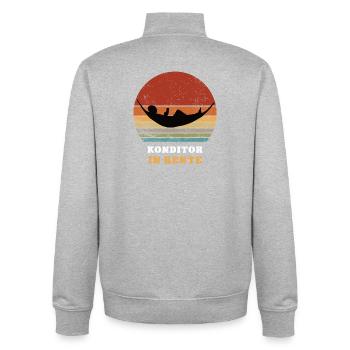 pastry chef pension retirement retiree pensioner - Unisex Organic Zip Sweatshirt by Stanley/Stella - heather grey - Back - AI Model Male 185 light (185cm)
