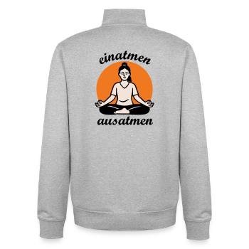 Yoga - einatmen, ausatmen - Unisex Organic Zip Sweatshirt von Stanley/Stella - Grau meliert - Hinten - AI Model Male 185 light (185cm)