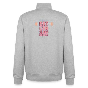 Slogan décoratif de fitness avec haltère - Sweat zippé unisexe en coton bio Stanley/Stella - gris chiné - Dos - AI Model Male 185 light (185cm)