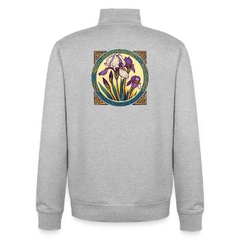 Intricate Irish Iris Celtic Artwork - Unisex Organic Zip Sweatshirt by Stanley/Stella - heather grey - Back - AI Model Male 185 light (185cm)