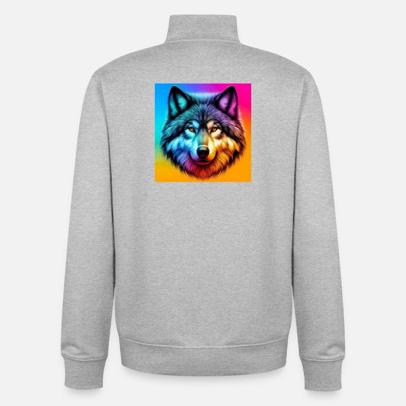 Wolf - Unisex Organic Zip Sweatshirt von Stanley/Stella - Grau meliert
