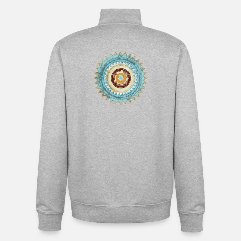 Conception abstraite du mandala zen - Sweat zippé unisexe en coton bio Stanley/Stella - gris chiné