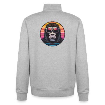 Cool Gorilla mit Sonnenbrille im Retro-Stil - Unisex Organic Zip Sweatshirt von Stanley/Stella - Grau meliert - Hinten - AI Model Male 185 light (185cm)