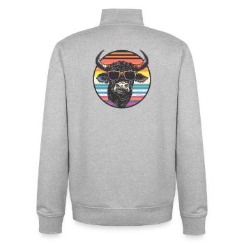Casual bison with sunglasses - Unisex Organic Zip Sweatshirt by Stanley/Stella - heather grey - Back - AI Model Male 185 light (185cm)