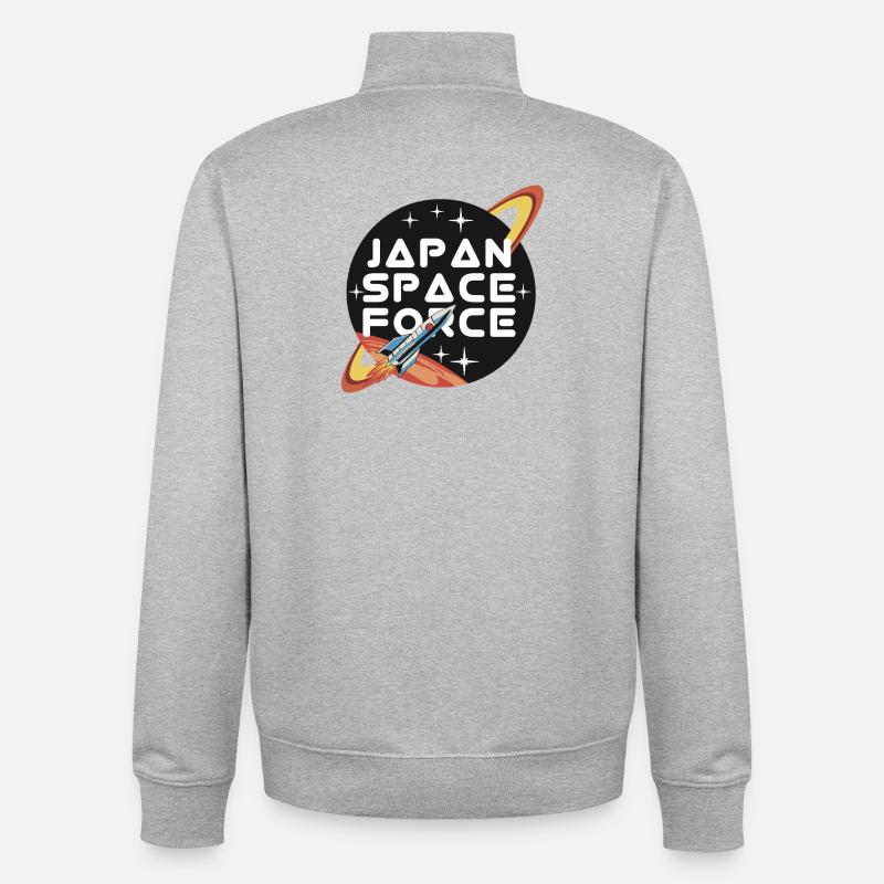 Japan Space Force Retro Logo - Unisex Organic Zip Sweatshirt von Stanley/Stella - Grau meliert