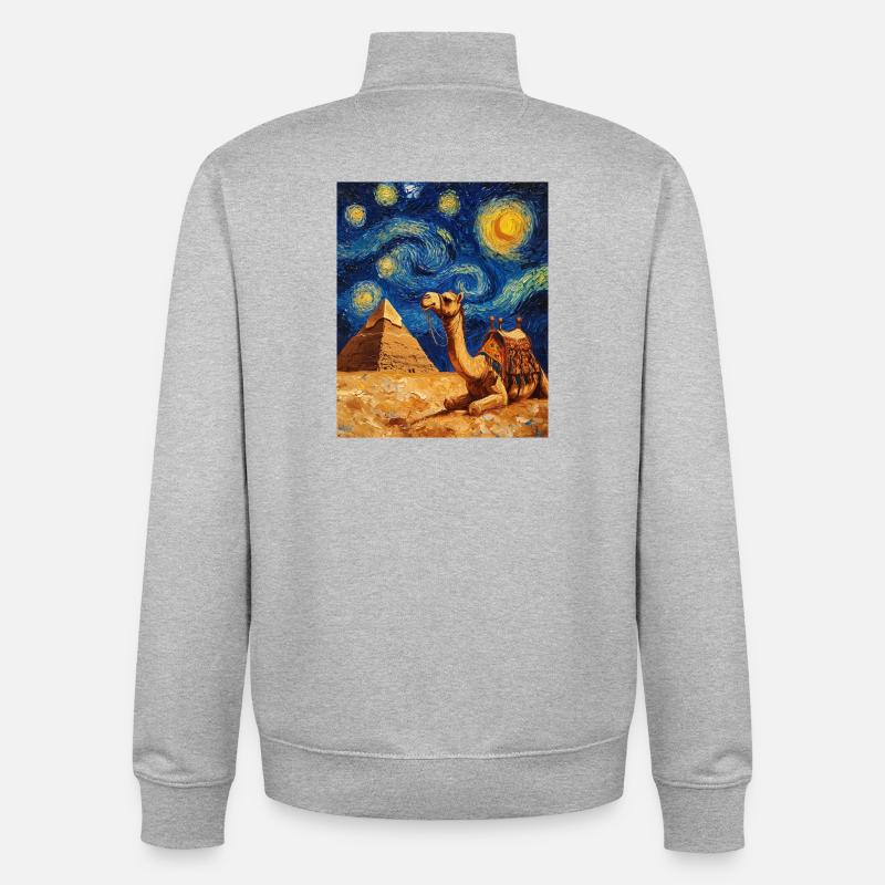 Kamel Van Gogh Style Starry  - Unisex Organic Zip Sweatshirt von Stanley/Stella - Grau meliert