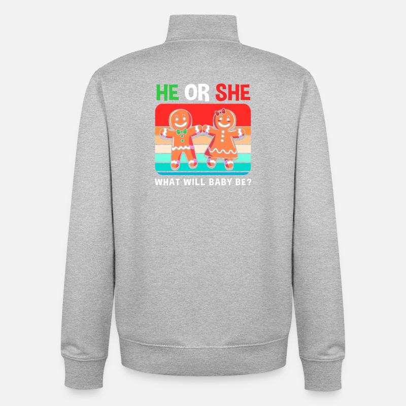 Werdender Papa werdende Väter Weihnachten - Unisex Organic Zip Sweatshirt von Stanley/Stella - Grau meliert