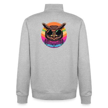 Bunte Retro Eule mit Sonnenbrille - Unisex Organic Zip Sweatshirt von Stanley/Stella - Grau meliert - Hinten - AI Model Male 185 light (185cm)