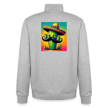 Kaktus - Unisex Organic Zip Sweatshirt von Stanley/Stella - Grau meliert - Hinten - AI Model Male 185 light (185cm)