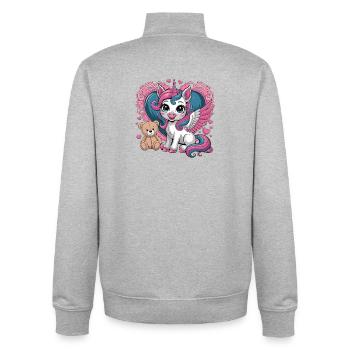Cute unicorn friend with wings - Unisex Organic Zip Sweatshirt by Stanley/Stella - heather grey - Back - AI Model Male 185 light (185cm)