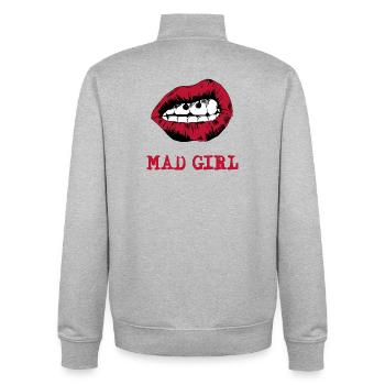 Bouche dessinée dans le style pop art - Sweat zippé unisexe en coton bio Stanley/Stella - gris chiné - Dos - AI Model Male 185 light (185cm)