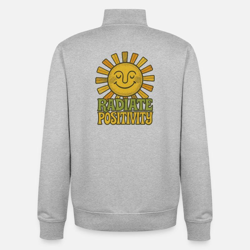 Strahlen Sie Positivität Sonne Illustration - Unisex Organic Zip Sweatshirt von Stanley/Stella - Grau meliert