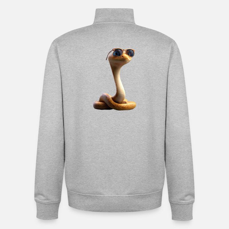Schlange Python Kobra Klapperschlange Schlangen - Unisex Organic Zip Sweatshirt von Stanley/Stella - Grau meliert