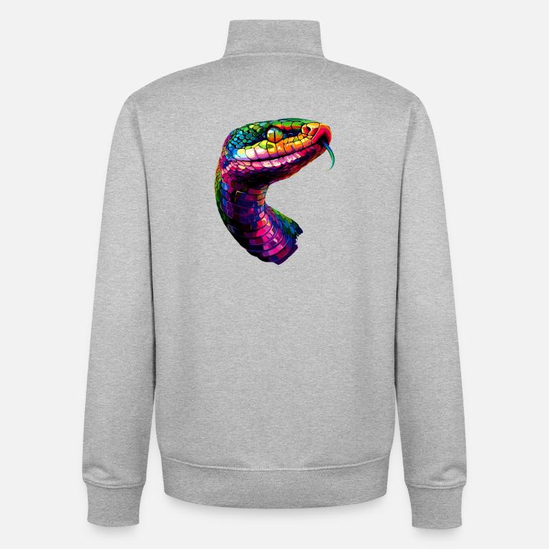 Schlange Python Kobra Klapperschlange Schlangen - Unisex Organic Zip Sweatshirt von Stanley/Stella - Grau meliert