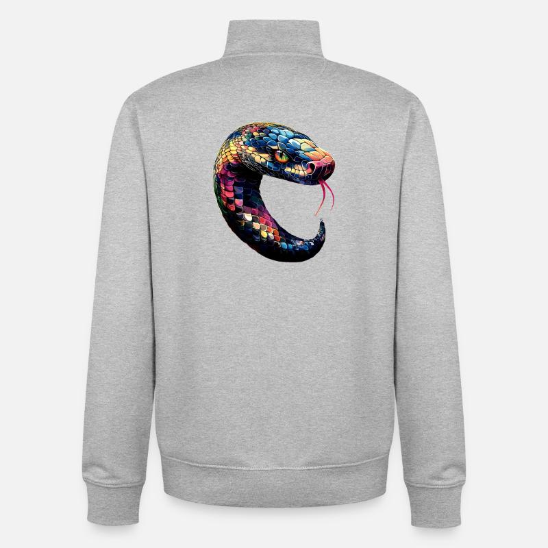 snake, python, cobra, rattlesnake, snakes - Unisex Organic Zip Sweatshirt by Stanley/Stella - heather grey