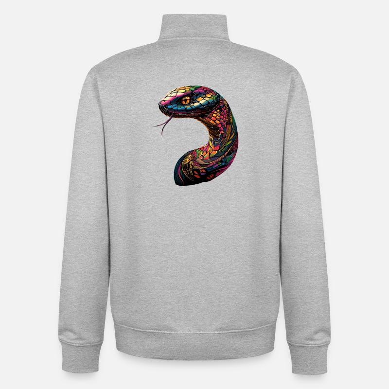 snake, python, cobra, rattlesnake, snakes - Unisex Organic Zip Sweatshirt by Stanley/Stella - heather grey