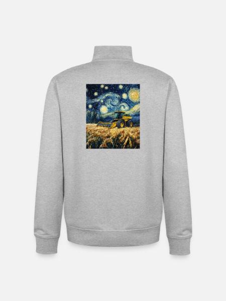 moissonneuse-batteuse fermier style van gogh étoilé - Sweat zippé unisexe en coton bio Stanley/Stella - gris chiné
