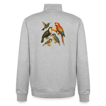Colorful Illustration of Exotic Birds - Unisex Organic Zip Sweatshirt by Stanley/Stella - heather grey - Back - AI Model Male 185 light (185cm)