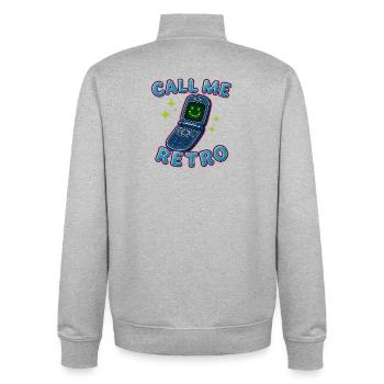 Rétro Flip Phone Call Me Design - Sweat zippé unisexe en coton bio Stanley/Stella - gris chiné - Dos - AI Model Male 185 light (185cm)