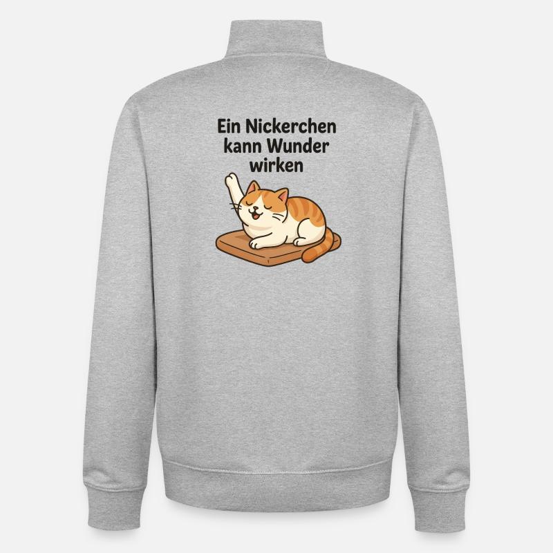 Witziges Kätzchen Nickerchen  - Unisex Organic Zip Sweatshirt von Stanley/Stella - Grau meliert