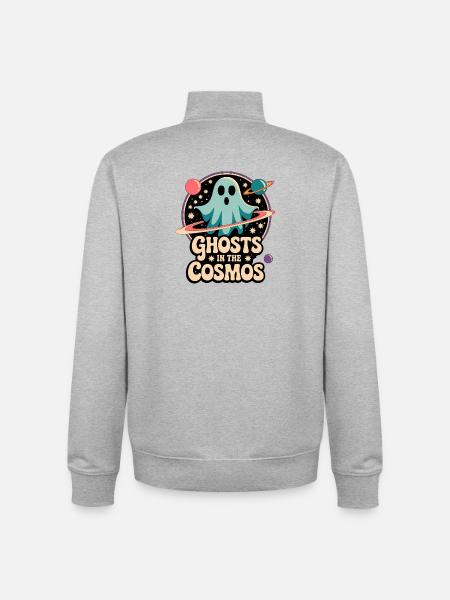 Ghosts in the Cosmos Space Design - Unisex Organic Zip Sweatshirt by Stanley/Stella - heather grey