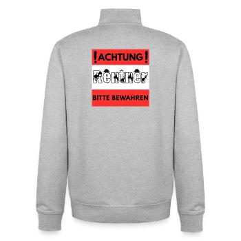 Attention pensioner design - Unisex Organic Zip Sweatshirt by Stanley/Stella - heather grey - Back - AI Model Male 185 light (185cm)