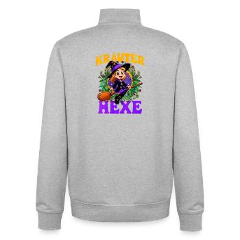 Witch with herbs and magic wand - Unisex Organic Zip Sweatshirt by Stanley/Stella - heather grey - Back - AI Model Male 185 light (185cm)