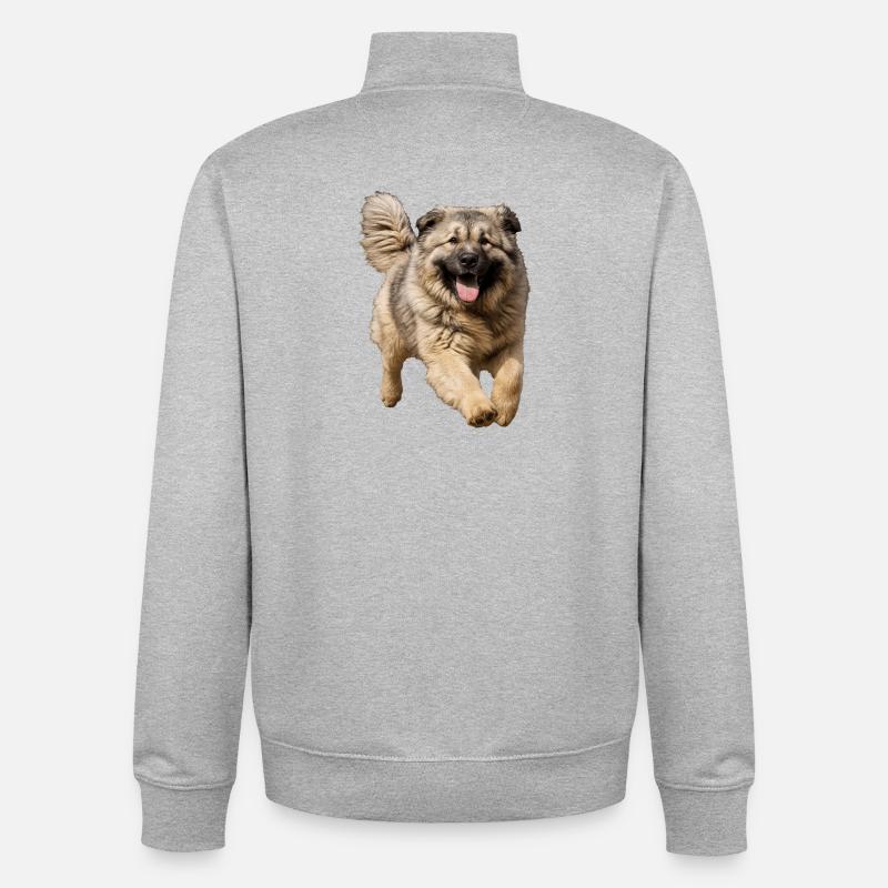 Ovcharka du Caucase - Sweat zippé unisexe en coton bio Stanley/Stella - gris chiné
